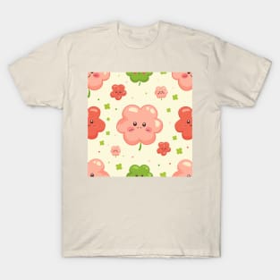 4 leaf clover shamrock in St Patricks day seamless pattern T-Shirt